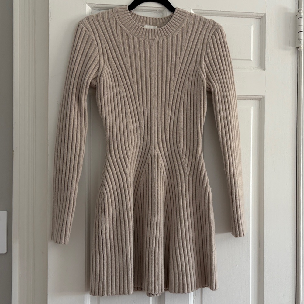 H&M Beige Ribbed Knit Dress